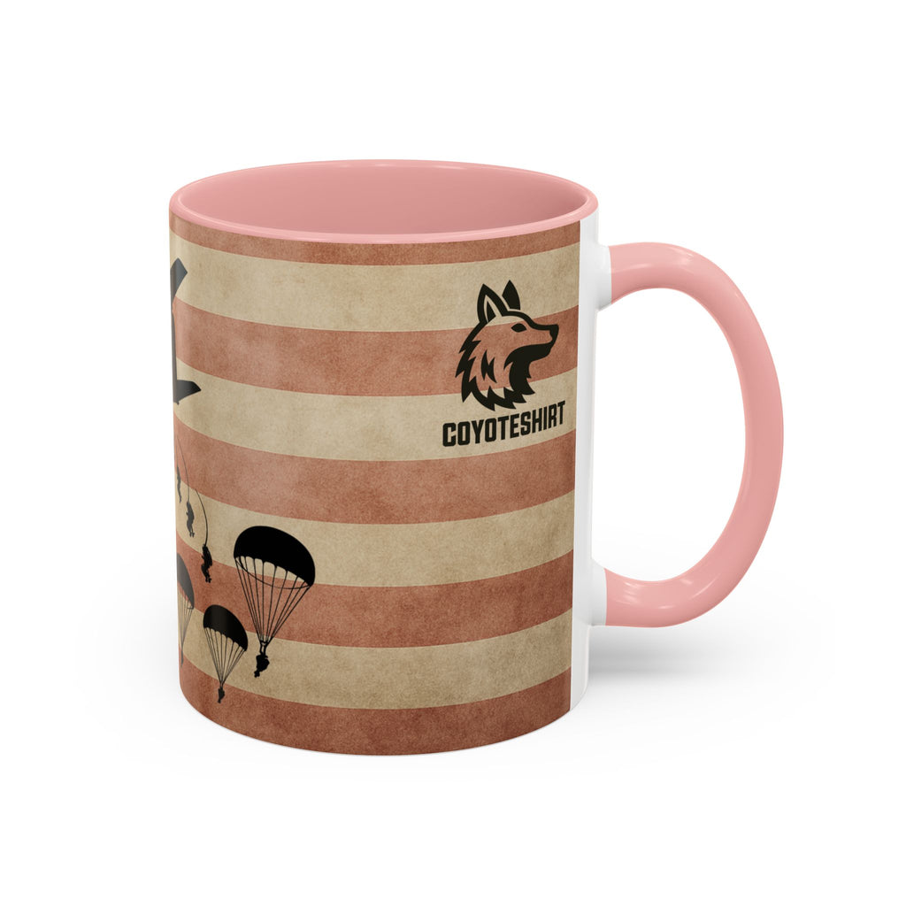 Patriotic Airborne Paratrooper Coffee Mug — Vintage American Flag Military Gift