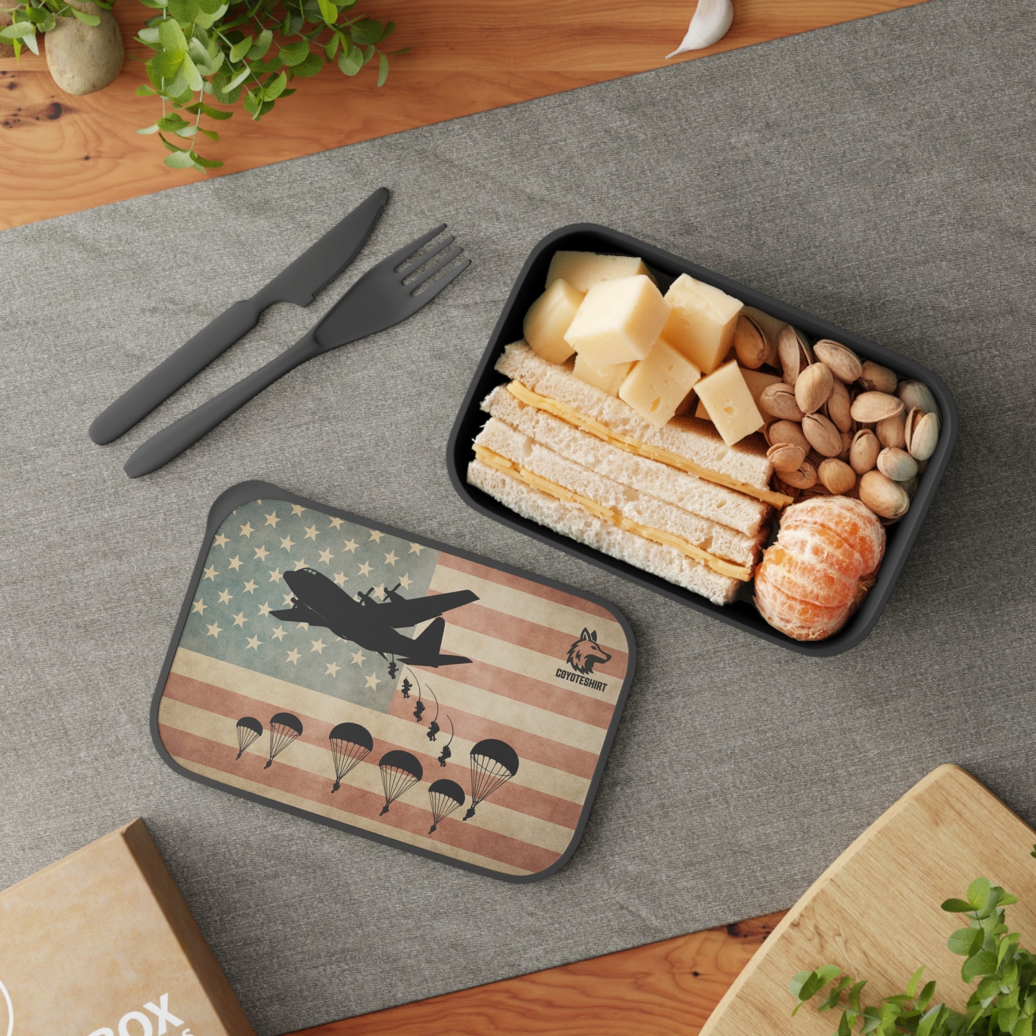Patriotic Paratrooper PLA Bento Box with Utensils