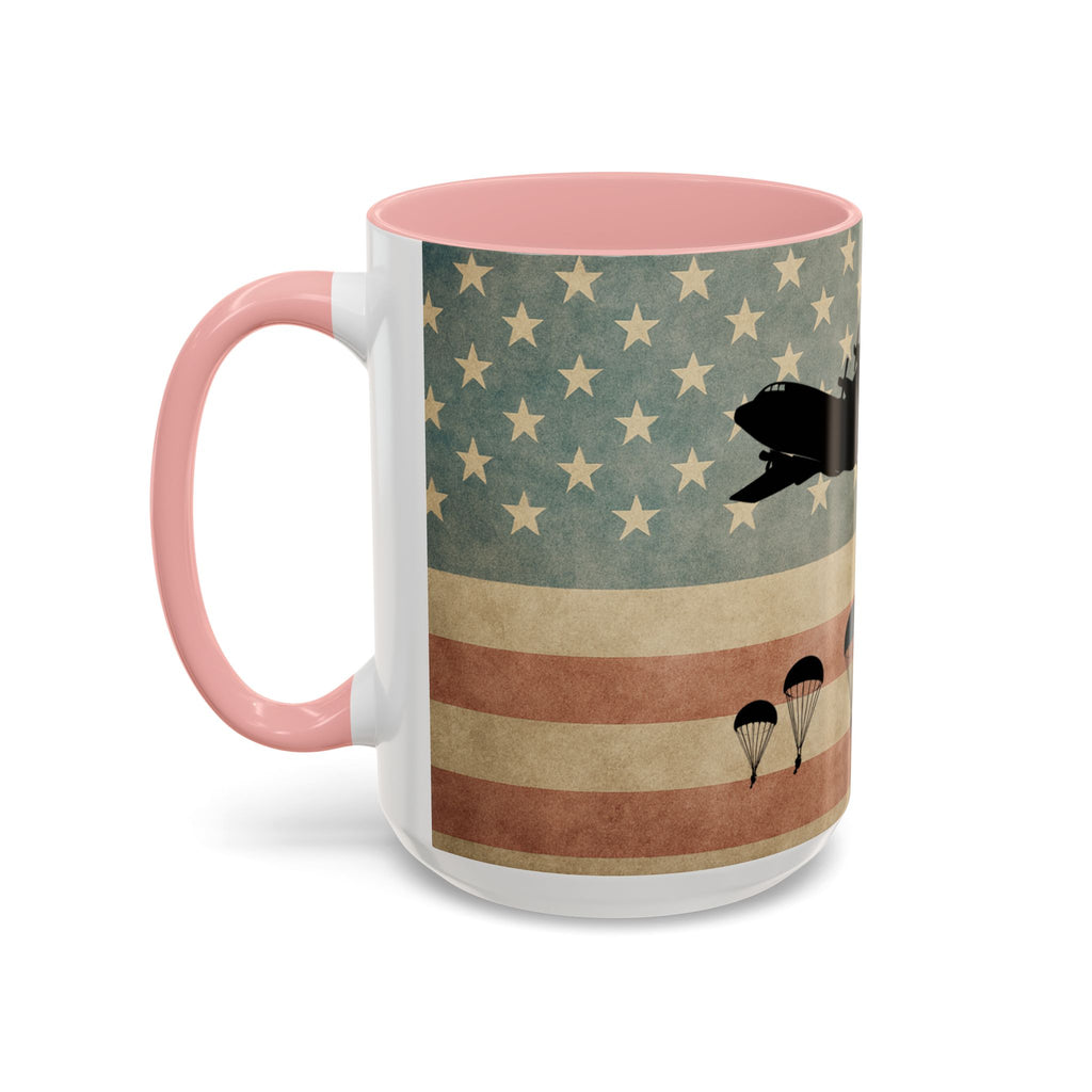 Patriotic Airborne Paratrooper Coffee Mug — Vintage American Flag Military Gift