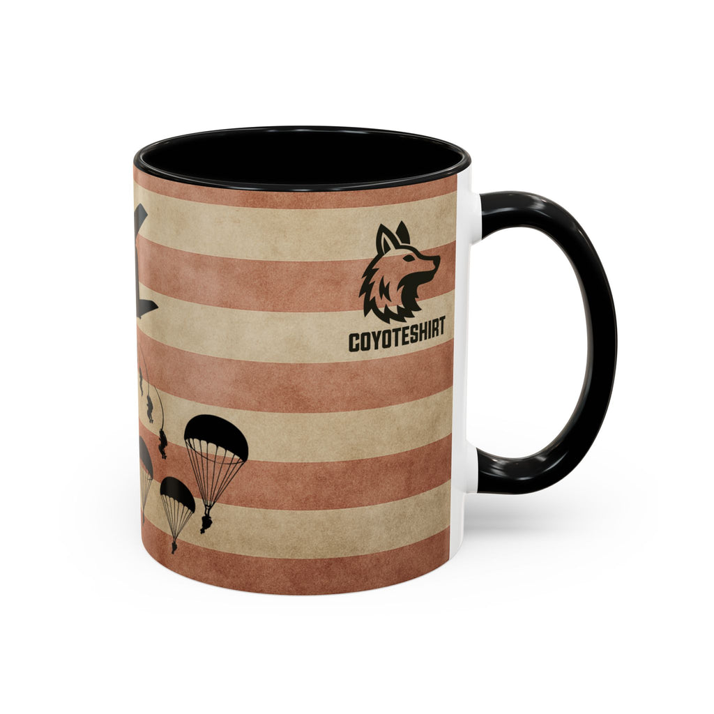Patriotic Airborne Paratrooper Coffee Mug — Vintage American Flag Military Gift
