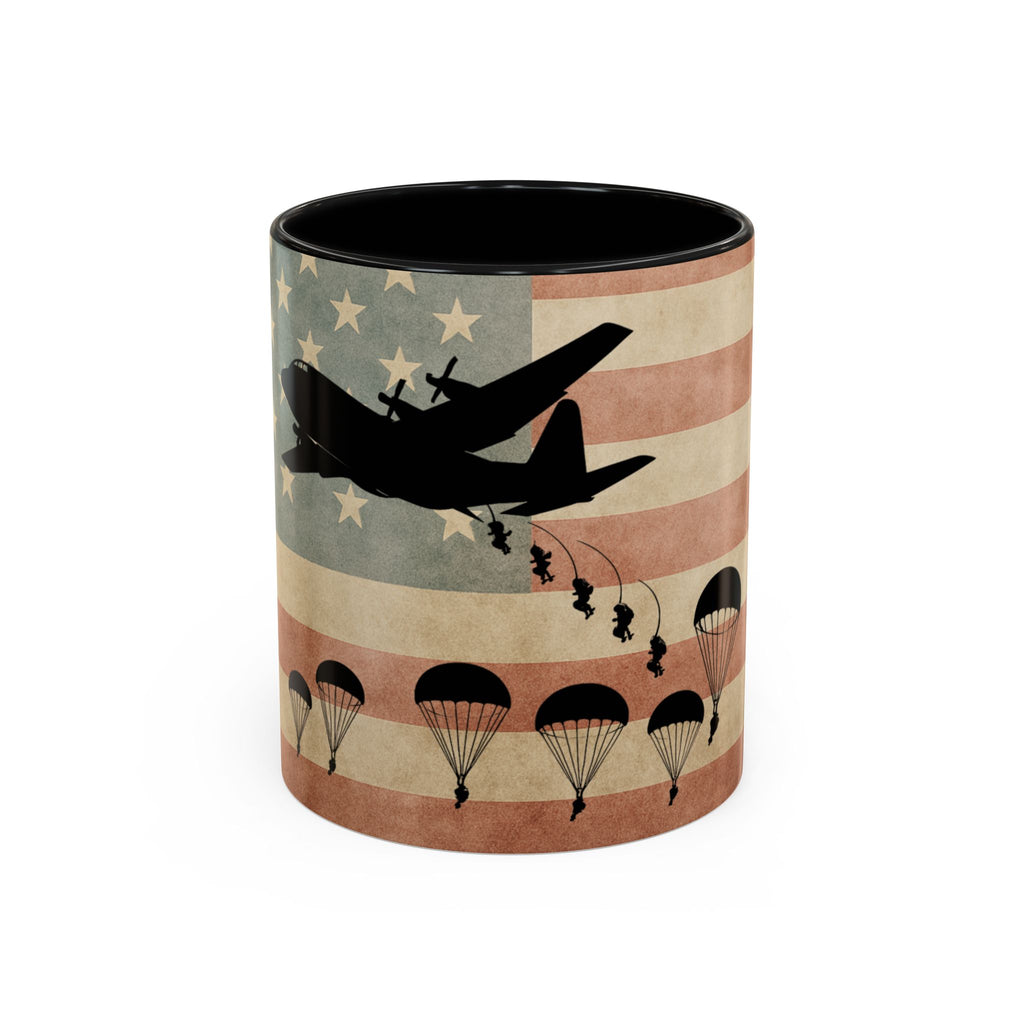 Patriotic Airborne Paratrooper Coffee Mug — Vintage American Flag Military Gift