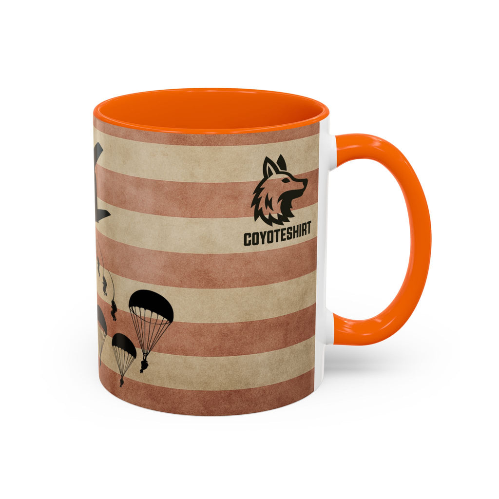 Patriotic Airborne Paratrooper Coffee Mug — Vintage American Flag Military Gift