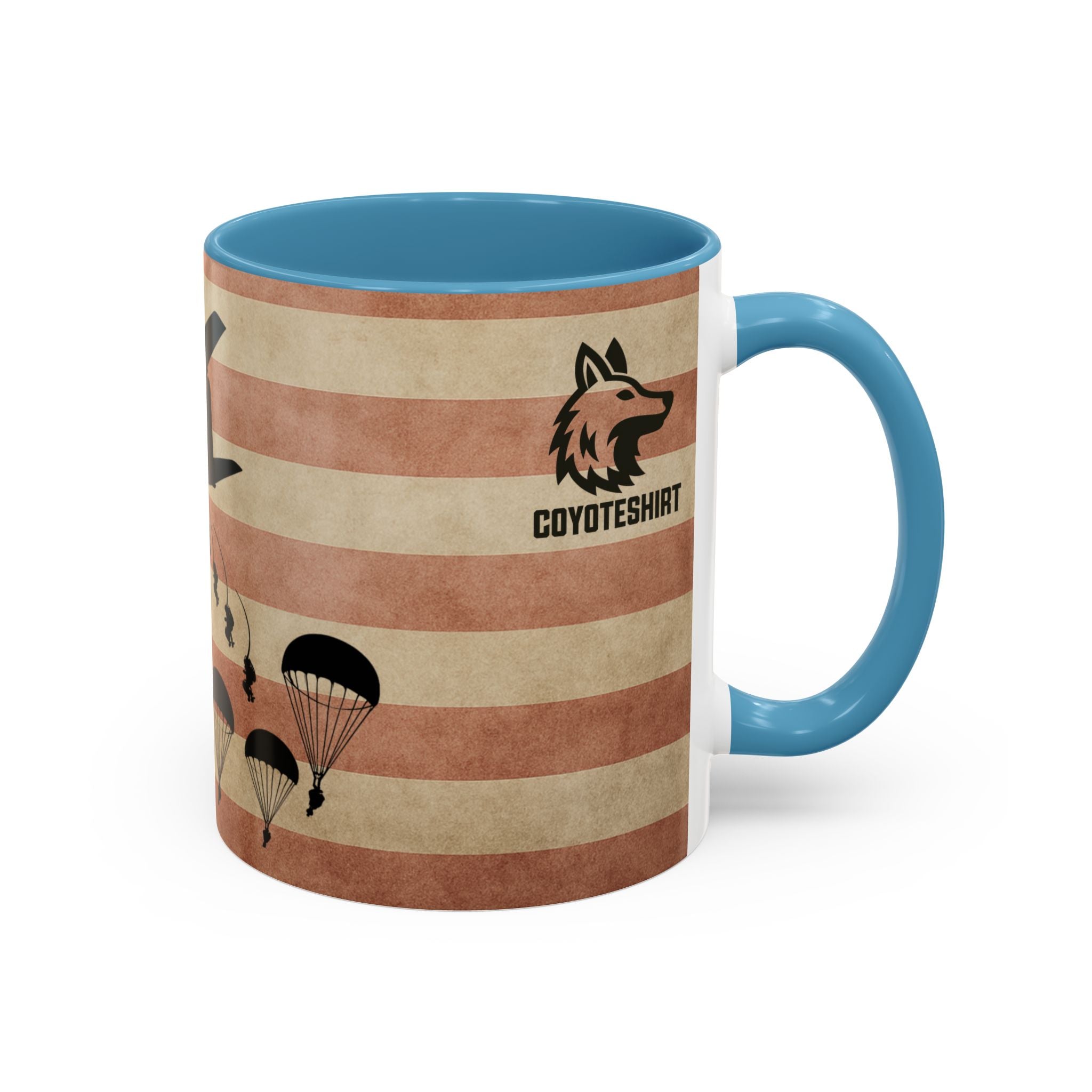 Patriotic Airborne Paratrooper Coffee Mug — Vintage American Flag Military Gift