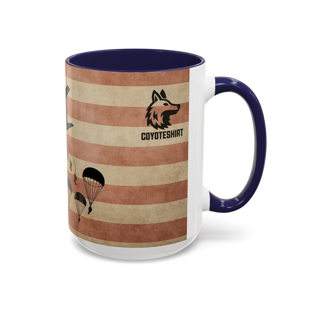 Patriotic Airborne Paratrooper Coffee Mug — Vintage American Flag Military Gift