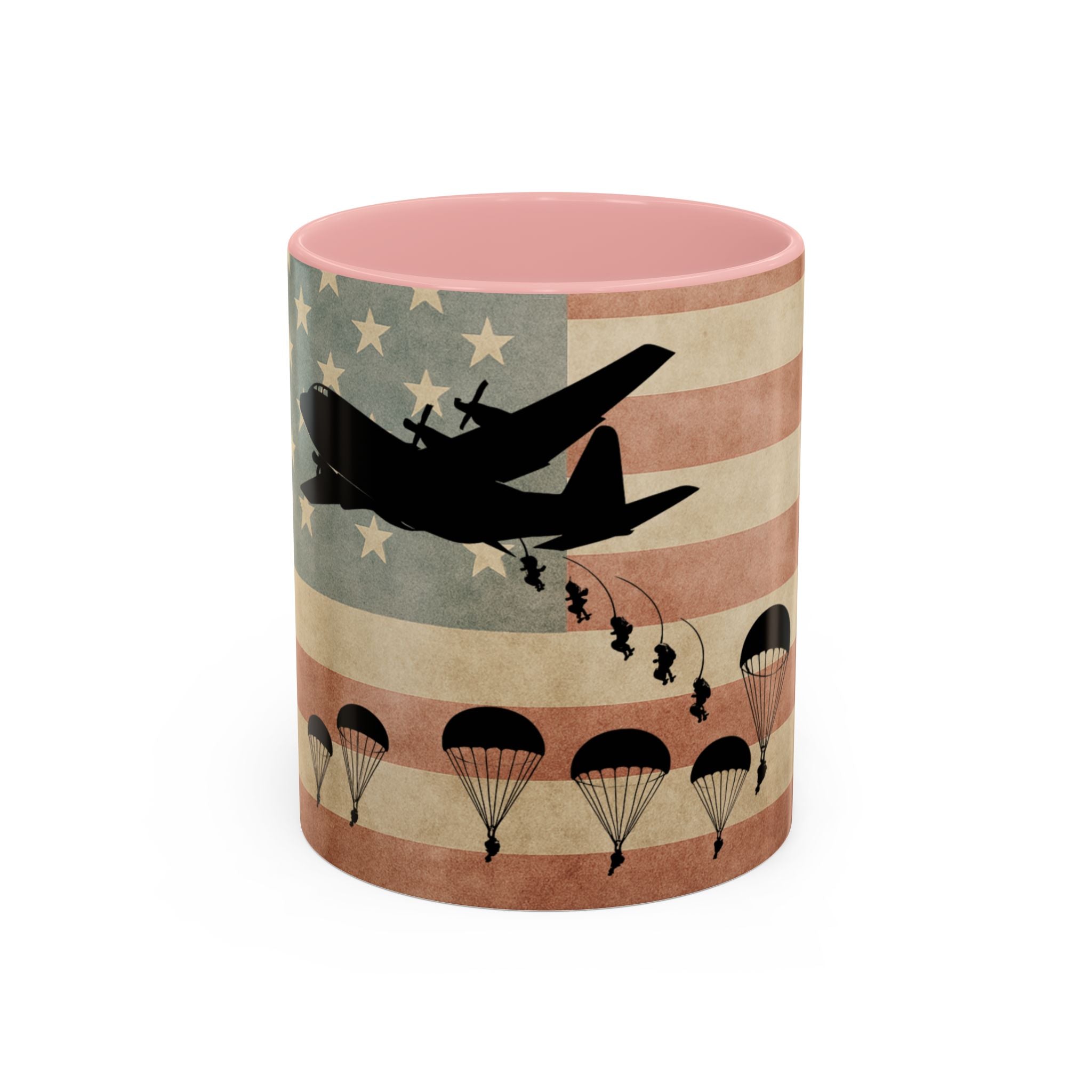 Patriotic Airborne Paratrooper Coffee Mug — Vintage American Flag Military Gift