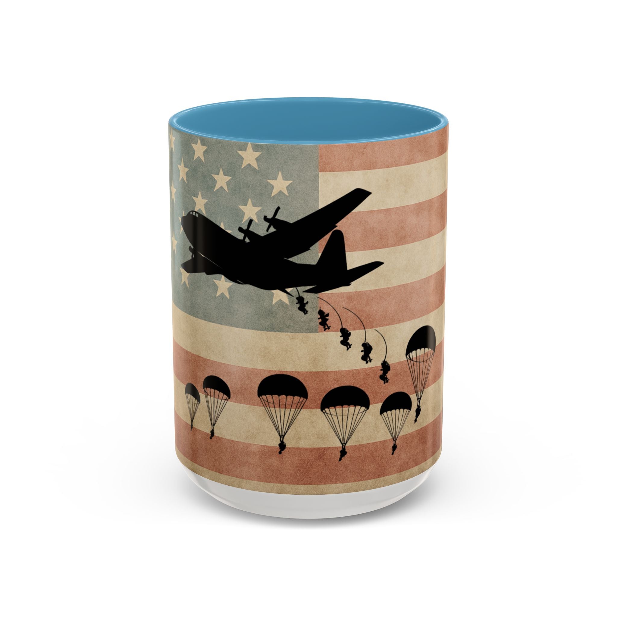Patriotic Airborne Paratrooper Coffee Mug — Vintage American Flag Military Gift