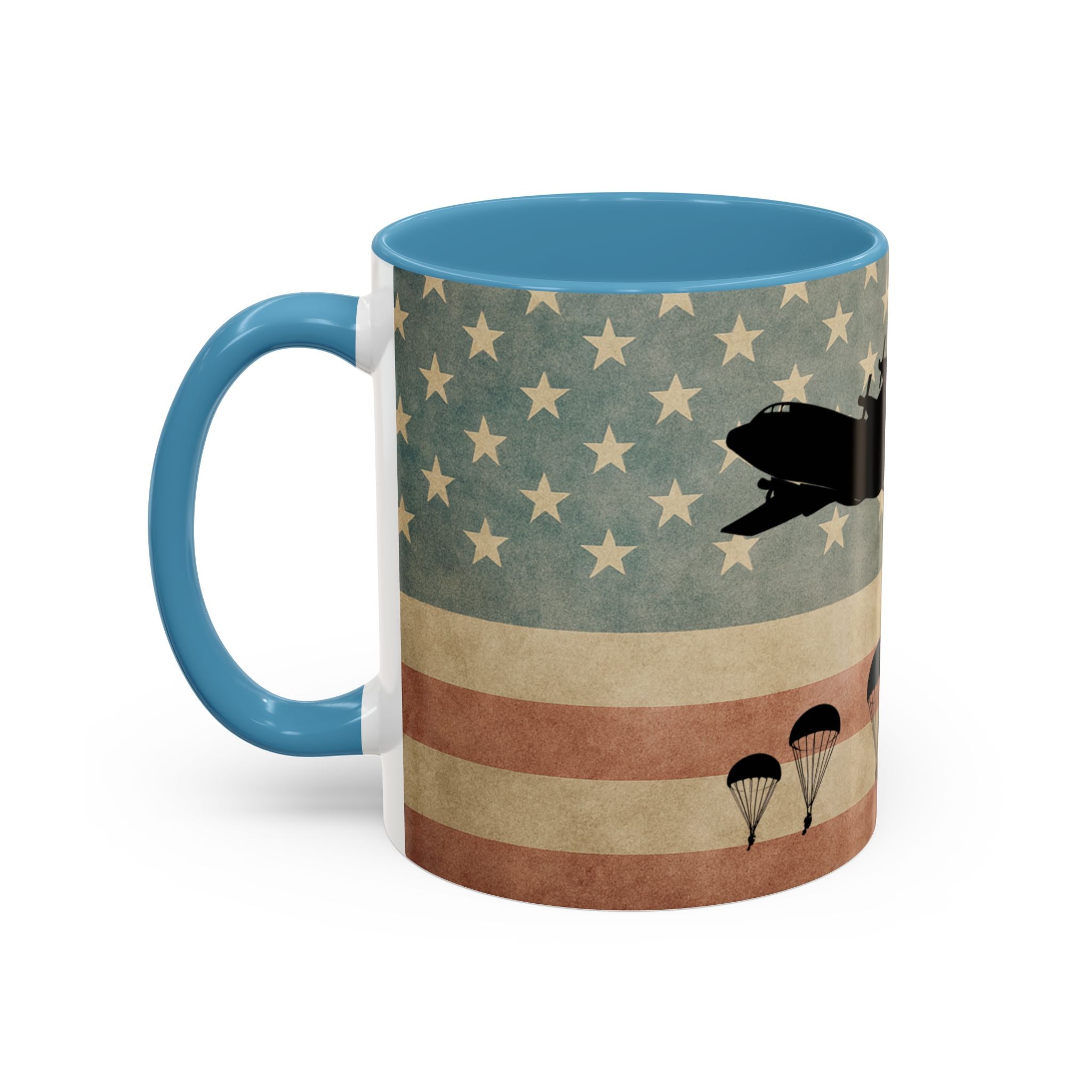 Patriotic Airborne Paratrooper Coffee Mug — Vintage American Flag Military Gift