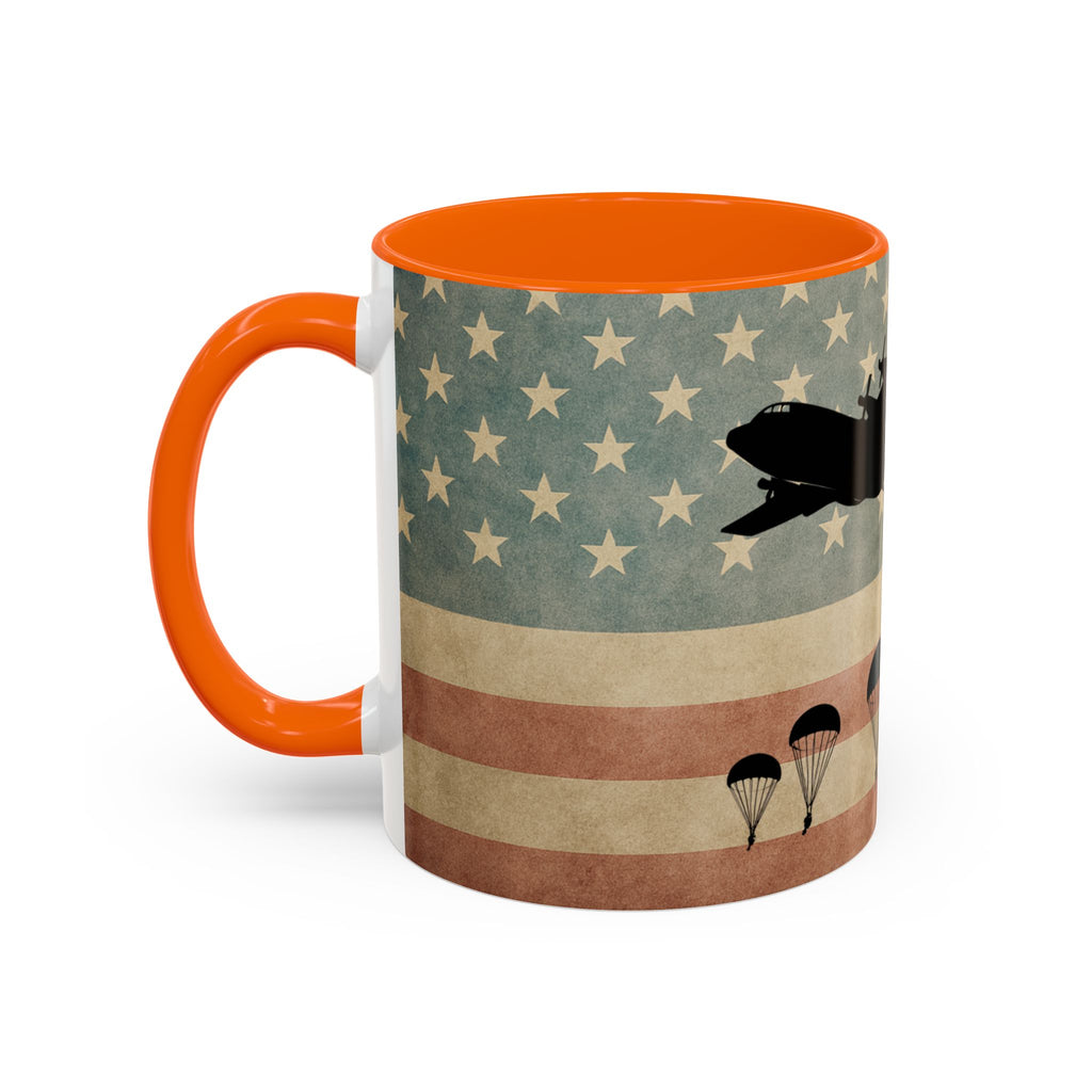 Patriotic Airborne Paratrooper Coffee Mug — Vintage American Flag Military Gift