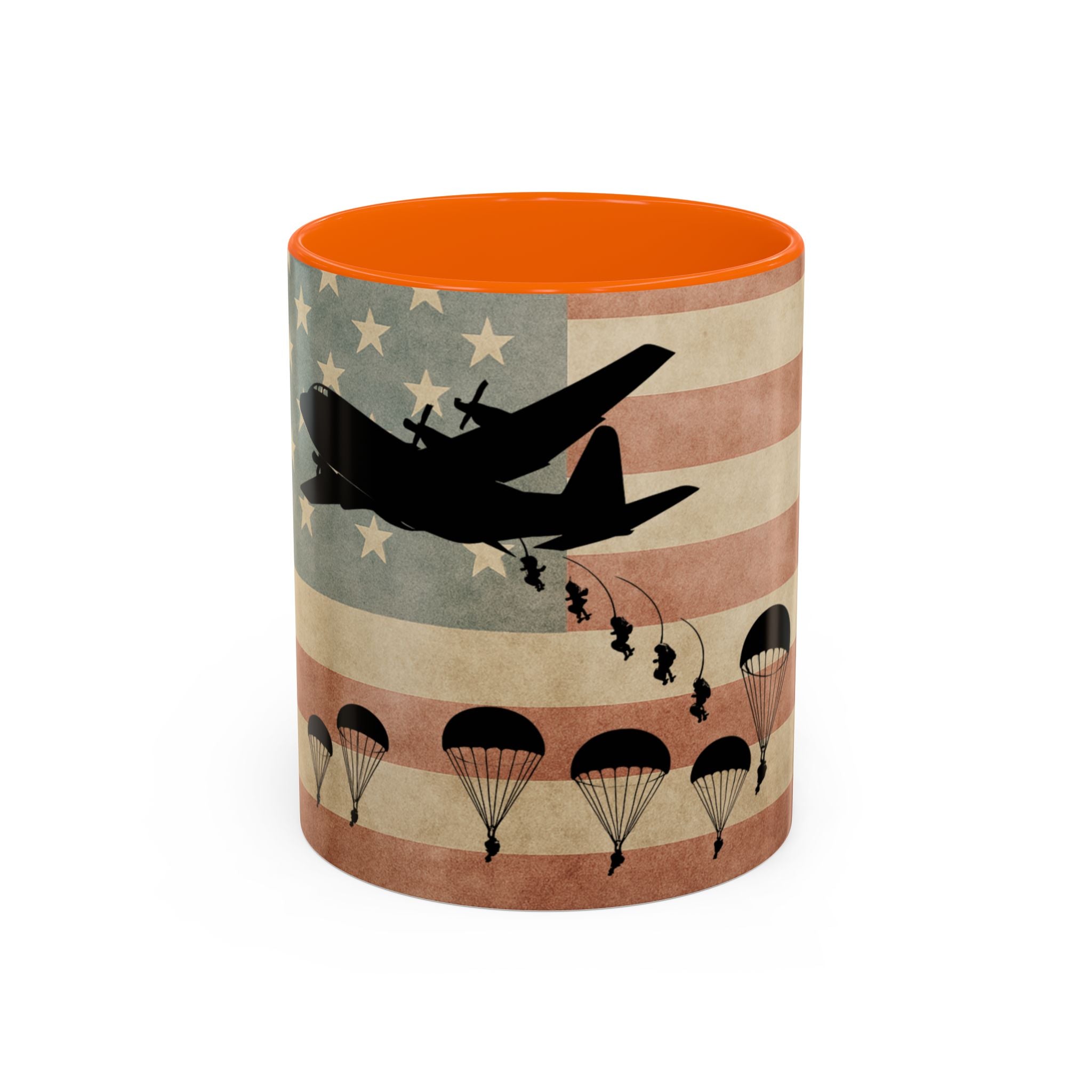 Patriotic Airborne Paratrooper Coffee Mug — Vintage American Flag Military Gift