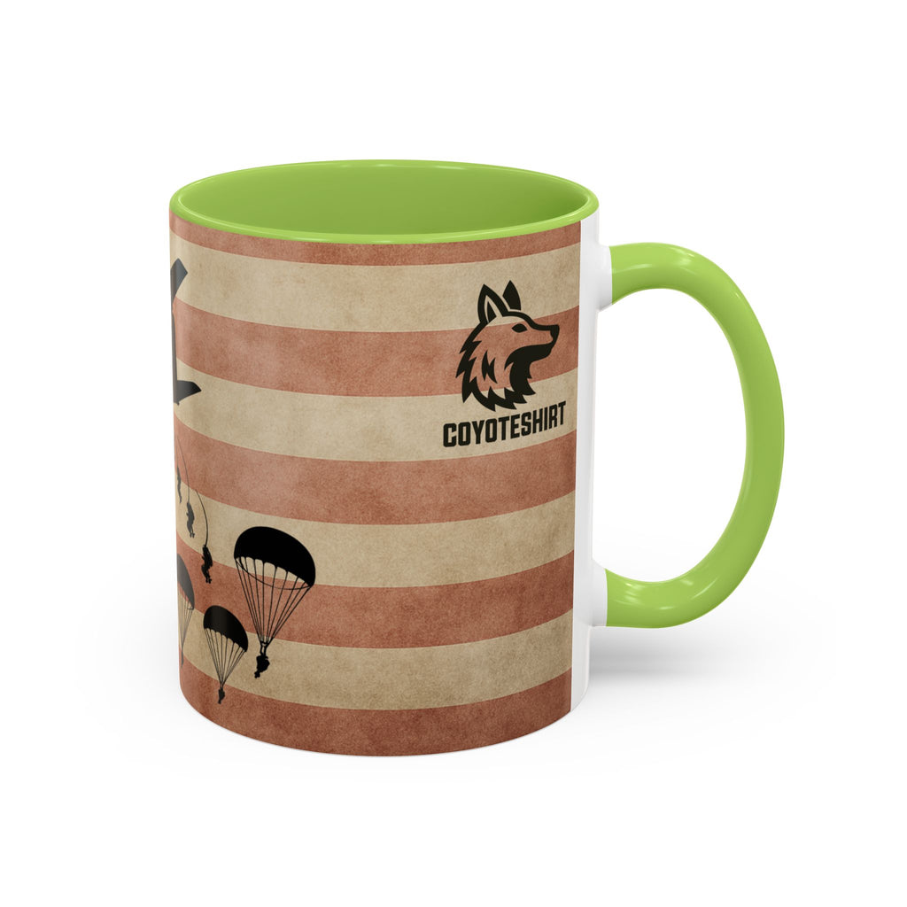 Patriotic Airborne Paratrooper Coffee Mug — Vintage American Flag Military Gift