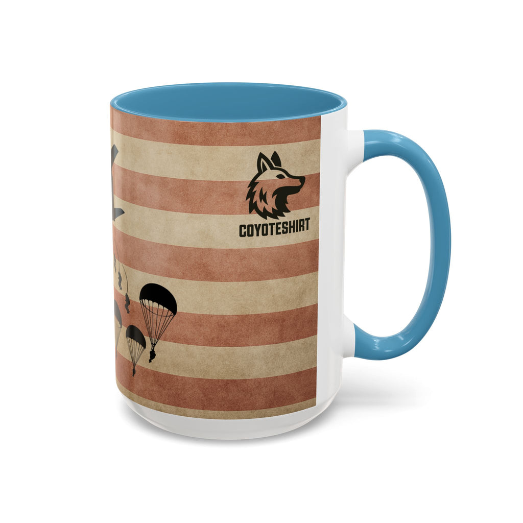 Patriotic Airborne Paratrooper Coffee Mug — Vintage American Flag Military Gift