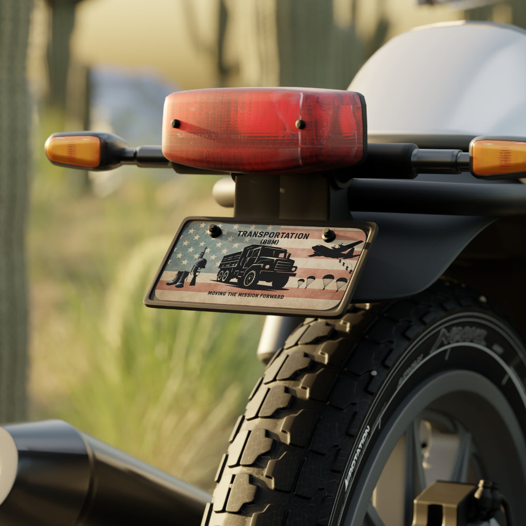 Transportation (88M) Mini License Plate - Military Truck Tribute with American Flag