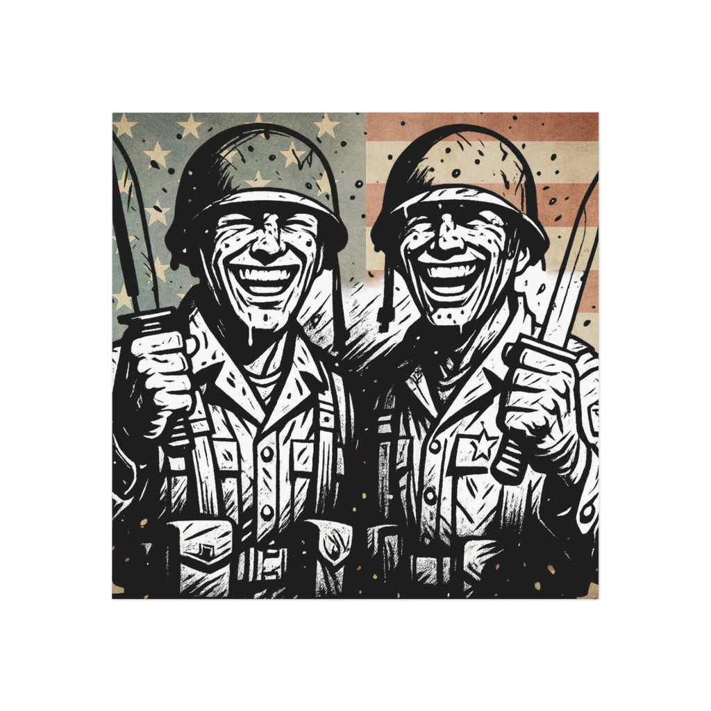 Veteran Brothers Square Magnet — Patriotic Military Knife-Hands Design