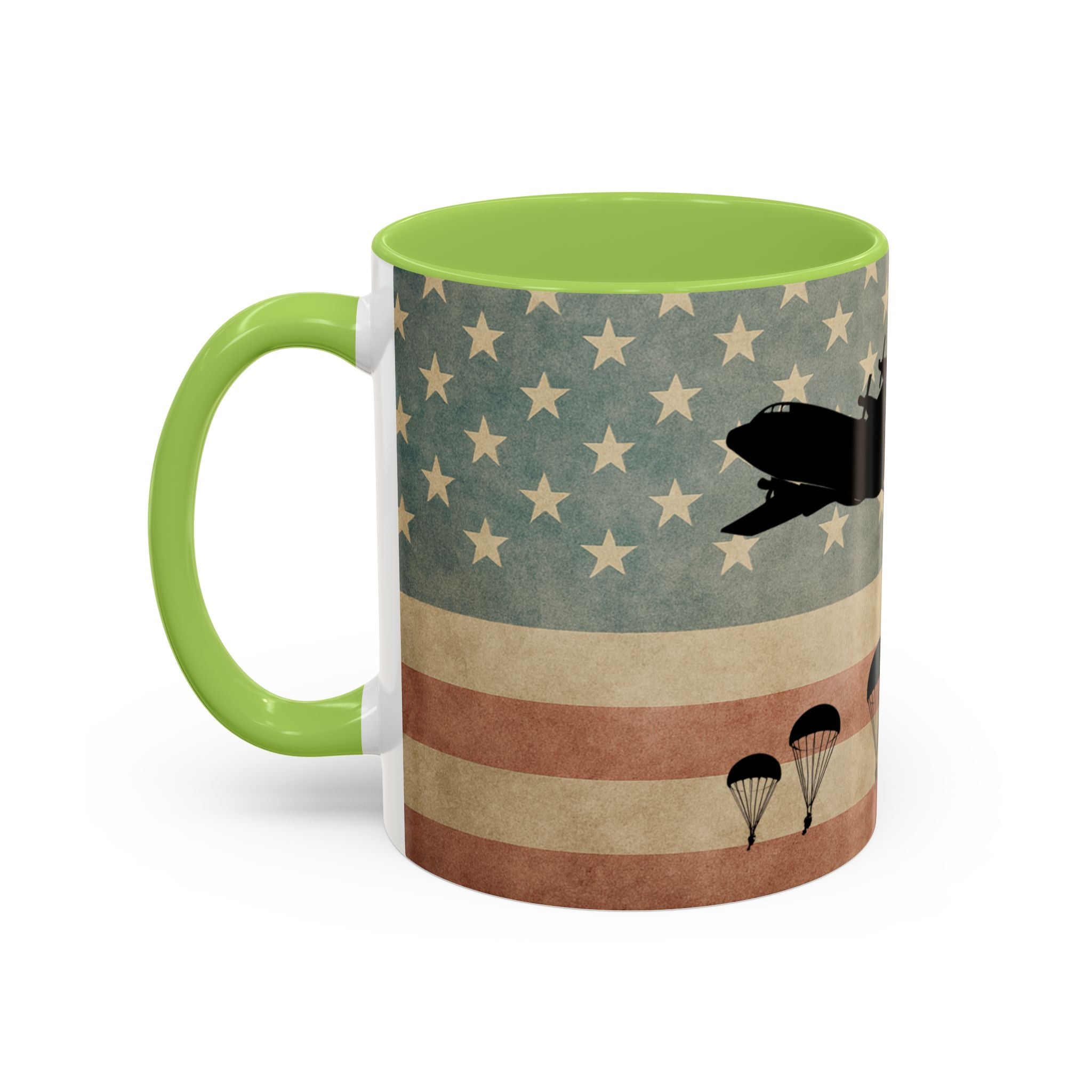 Patriotic Airborne Paratrooper Coffee Mug — Vintage American Flag Military Gift