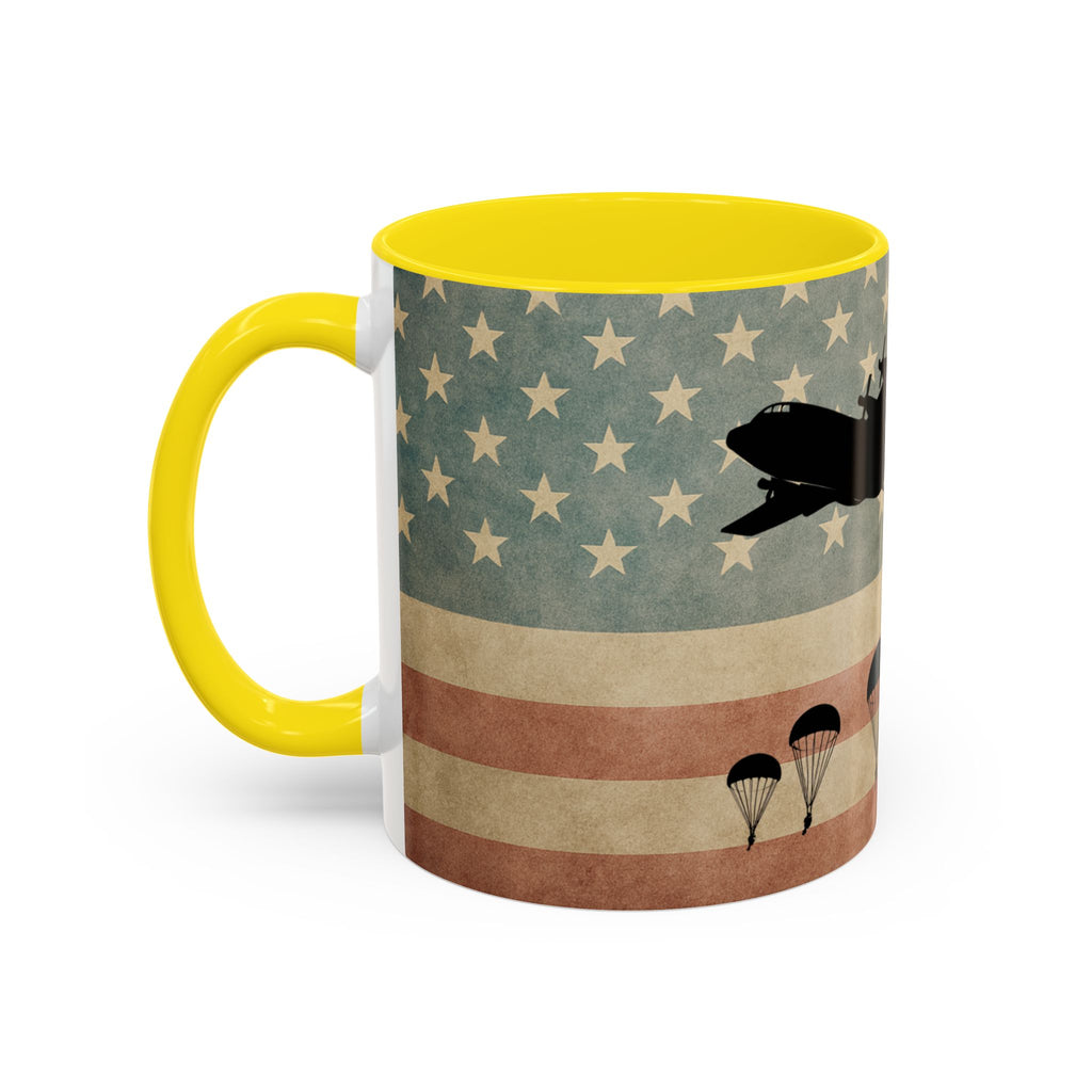 Patriotic Airborne Paratrooper Coffee Mug — Vintage American Flag Military Gift
