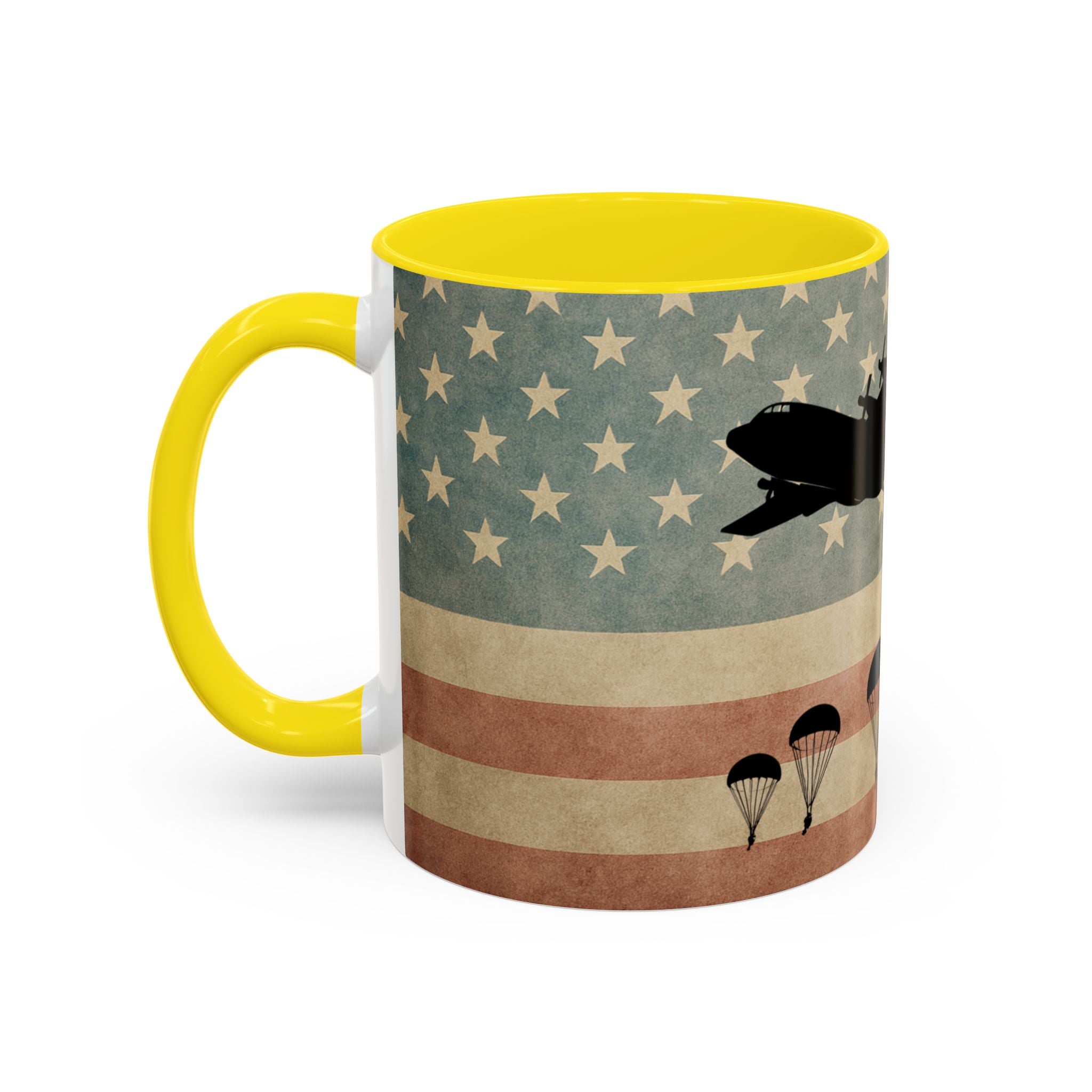 Patriotic Airborne Paratrooper Coffee Mug — Vintage American Flag Military Gift