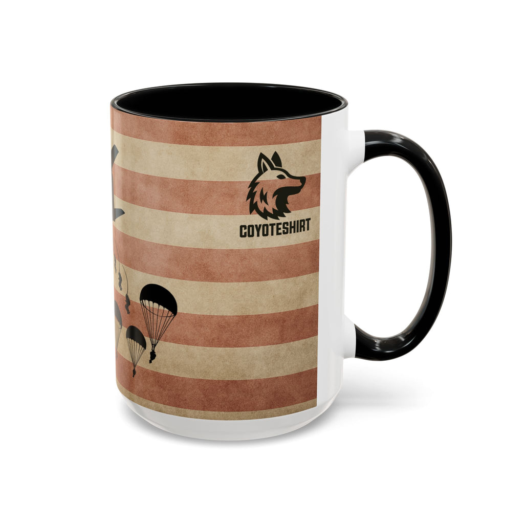 Patriotic Airborne Paratrooper Coffee Mug — Vintage American Flag Military Gift