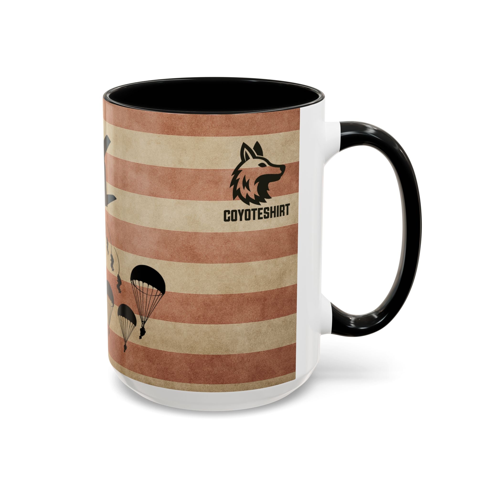 Patriotic Airborne Paratrooper Coffee Mug — Vintage American Flag Military Gift