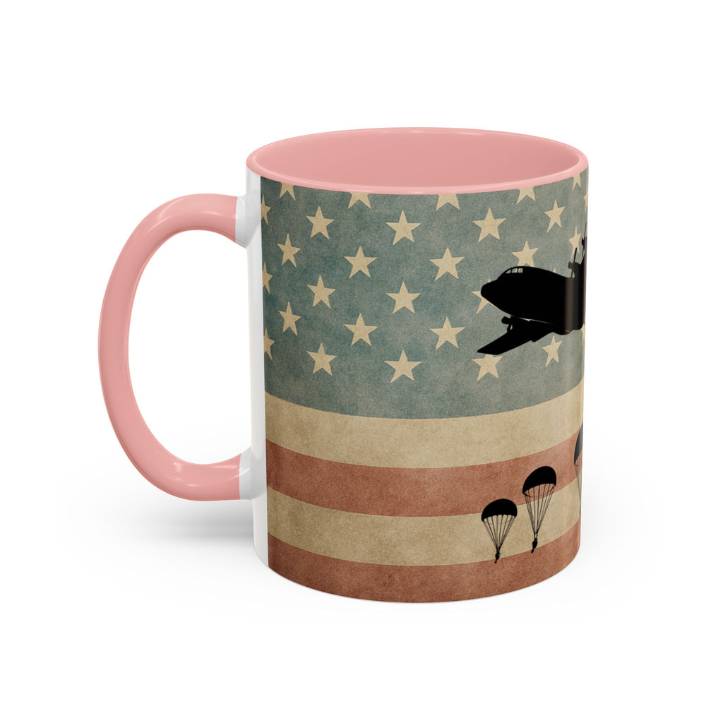 Patriotic Airborne Paratrooper Coffee Mug — Vintage American Flag Military Gift