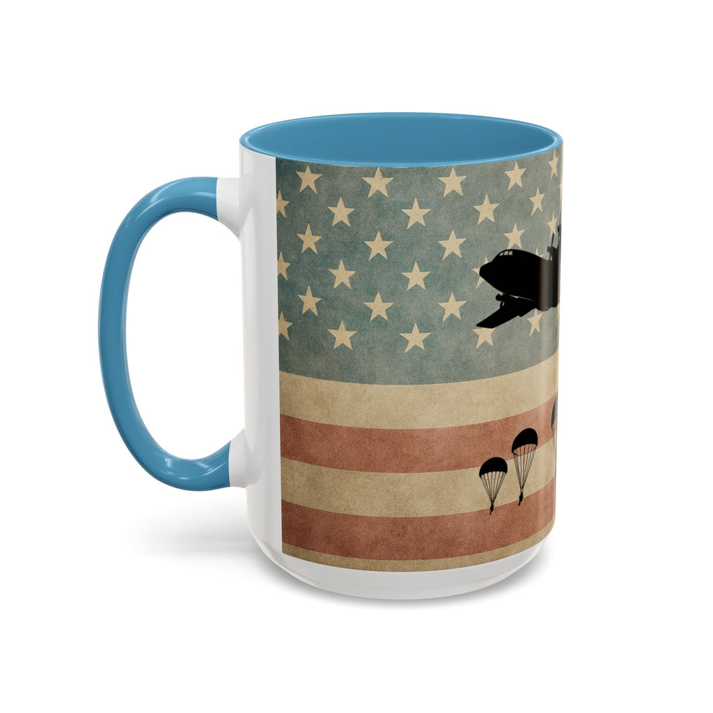 Patriotic Airborne Paratrooper Coffee Mug — Vintage American Flag Military Gift