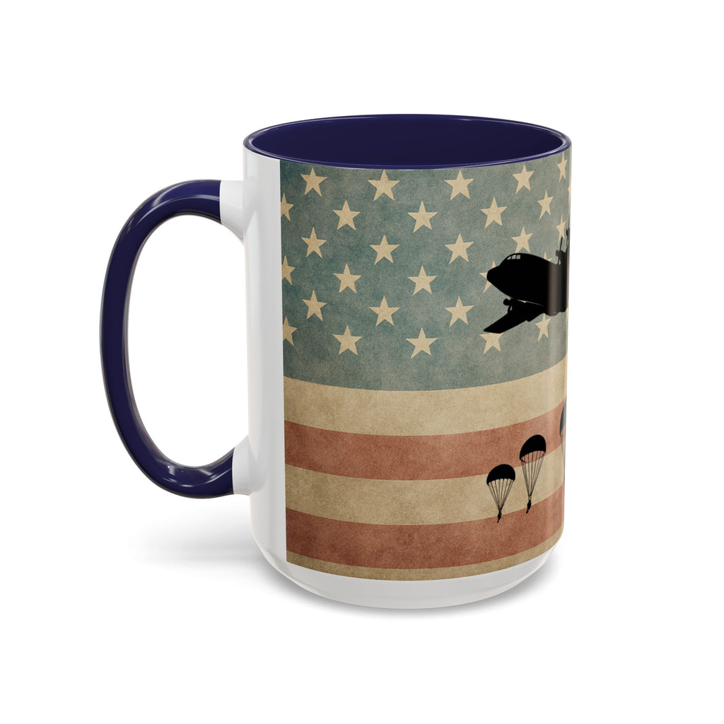 Patriotic Airborne Paratrooper Coffee Mug — Vintage American Flag Military Gift