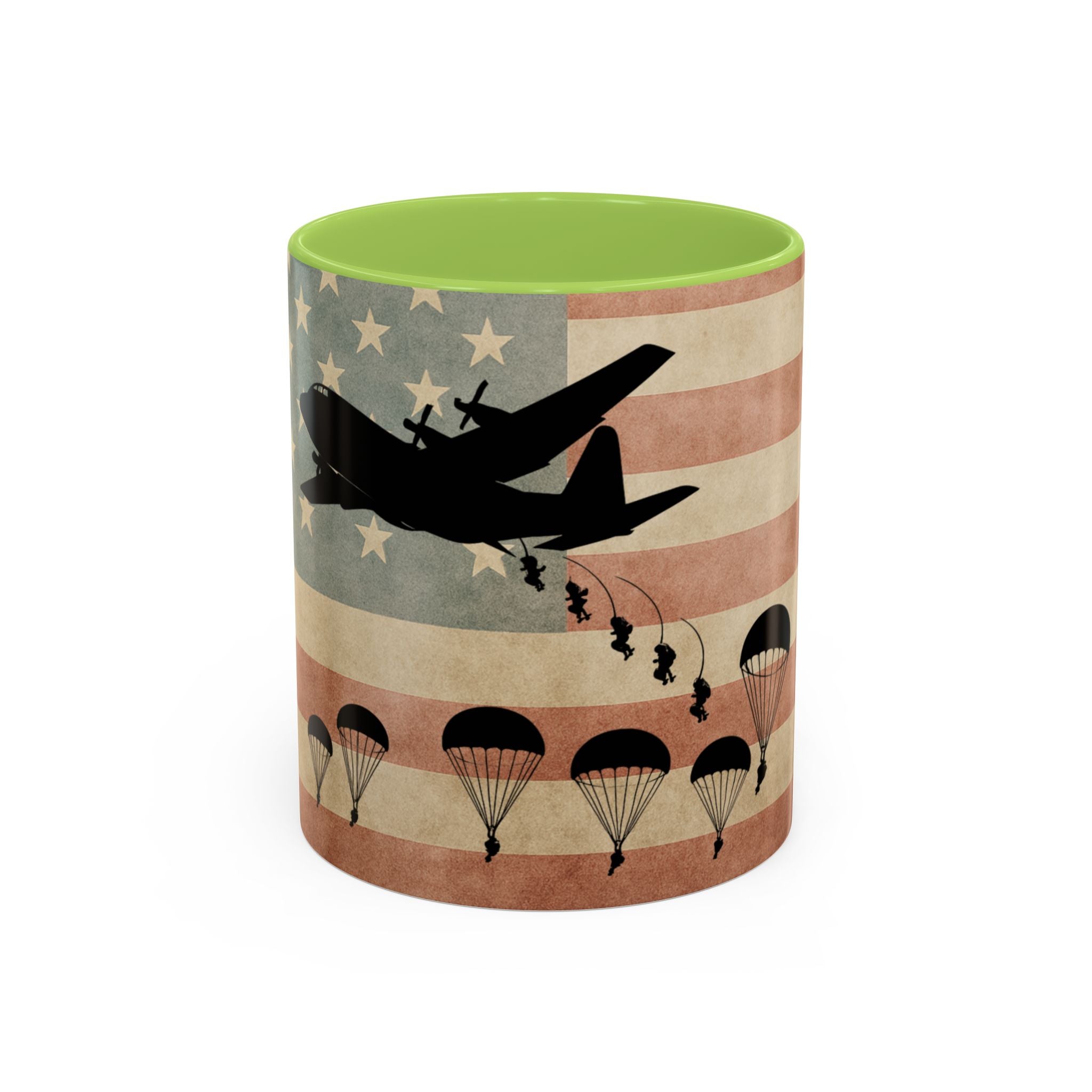 Patriotic Airborne Paratrooper Coffee Mug — Vintage American Flag Military Gift