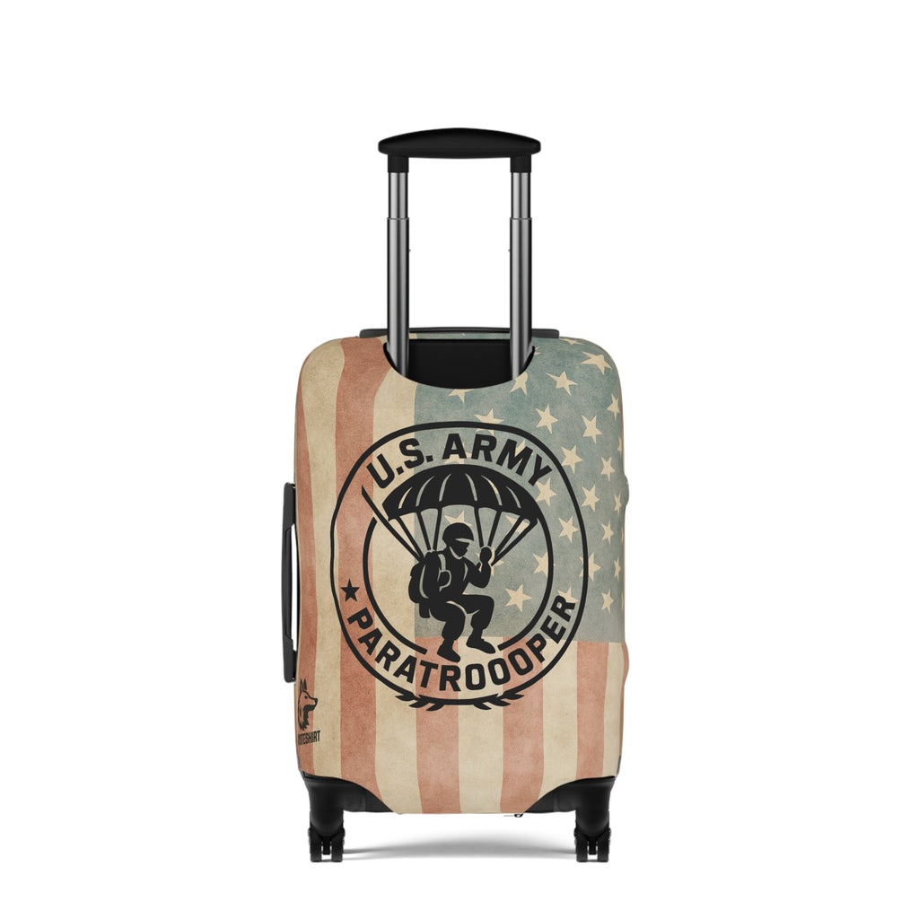 Paratrooper U.S. Flag Luggage Cover — Patriotic Military Travel Protector