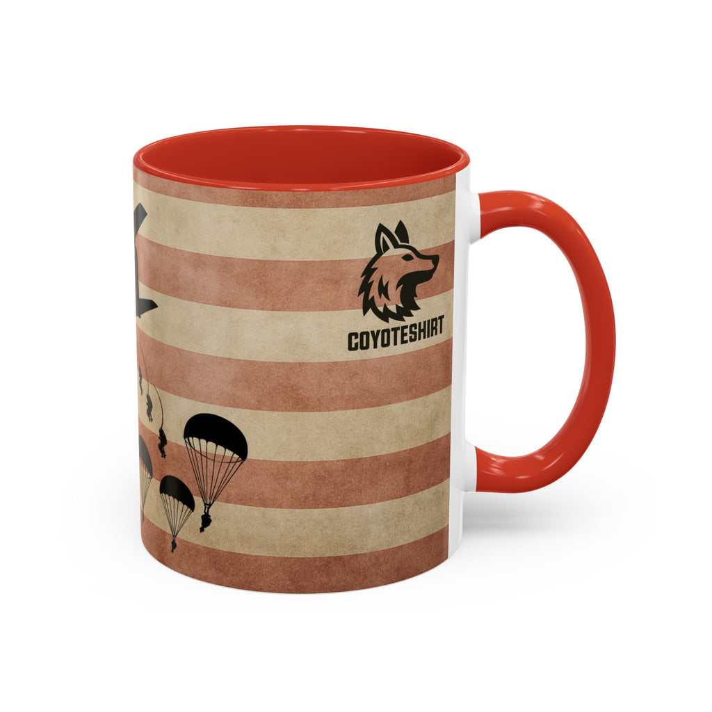 Patriotic Airborne Paratrooper Coffee Mug — Vintage American Flag Military Gift