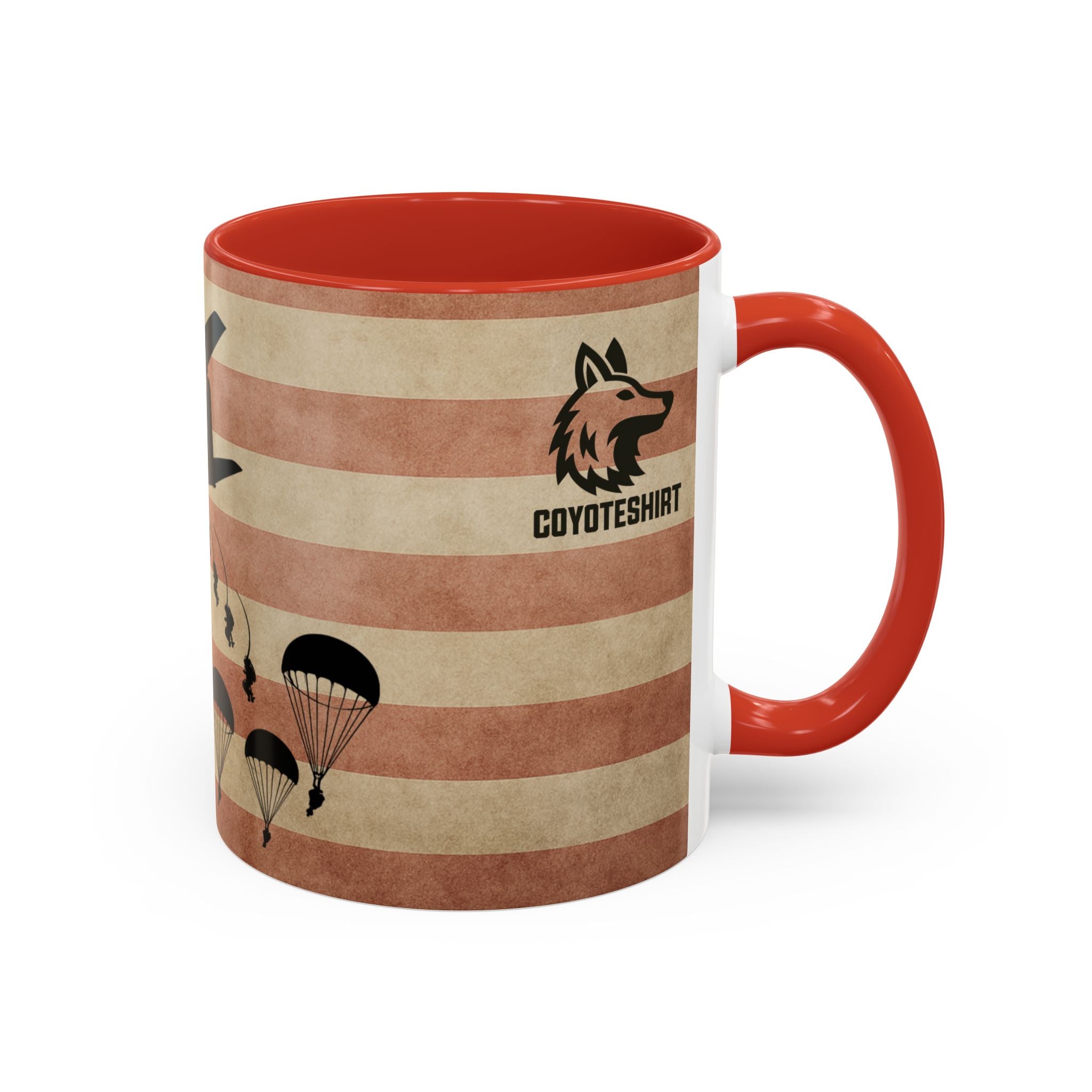 Patriotic Airborne Paratrooper Coffee Mug — Vintage American Flag Military Gift