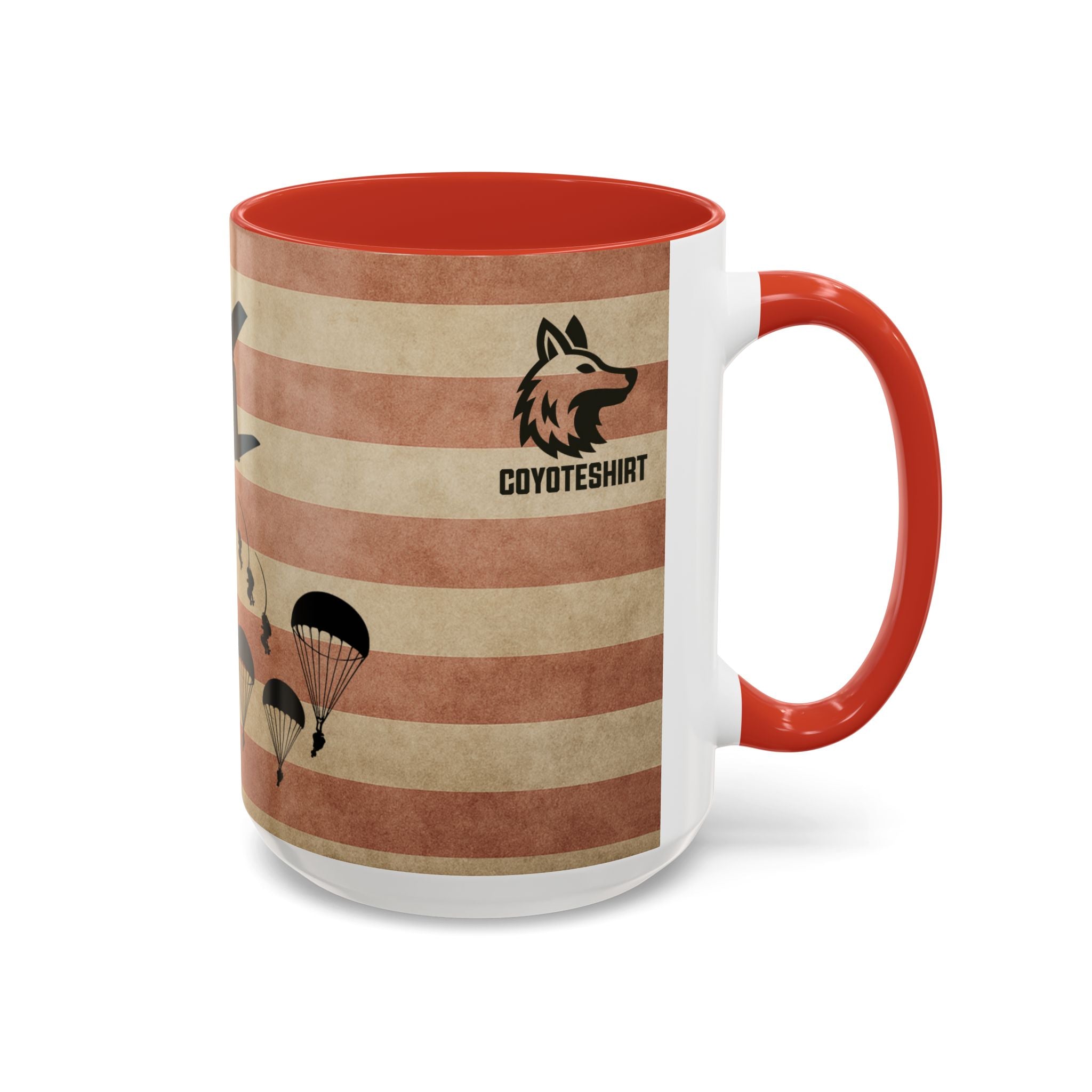 Patriotic Airborne Paratrooper Coffee Mug — Vintage American Flag Military Gift