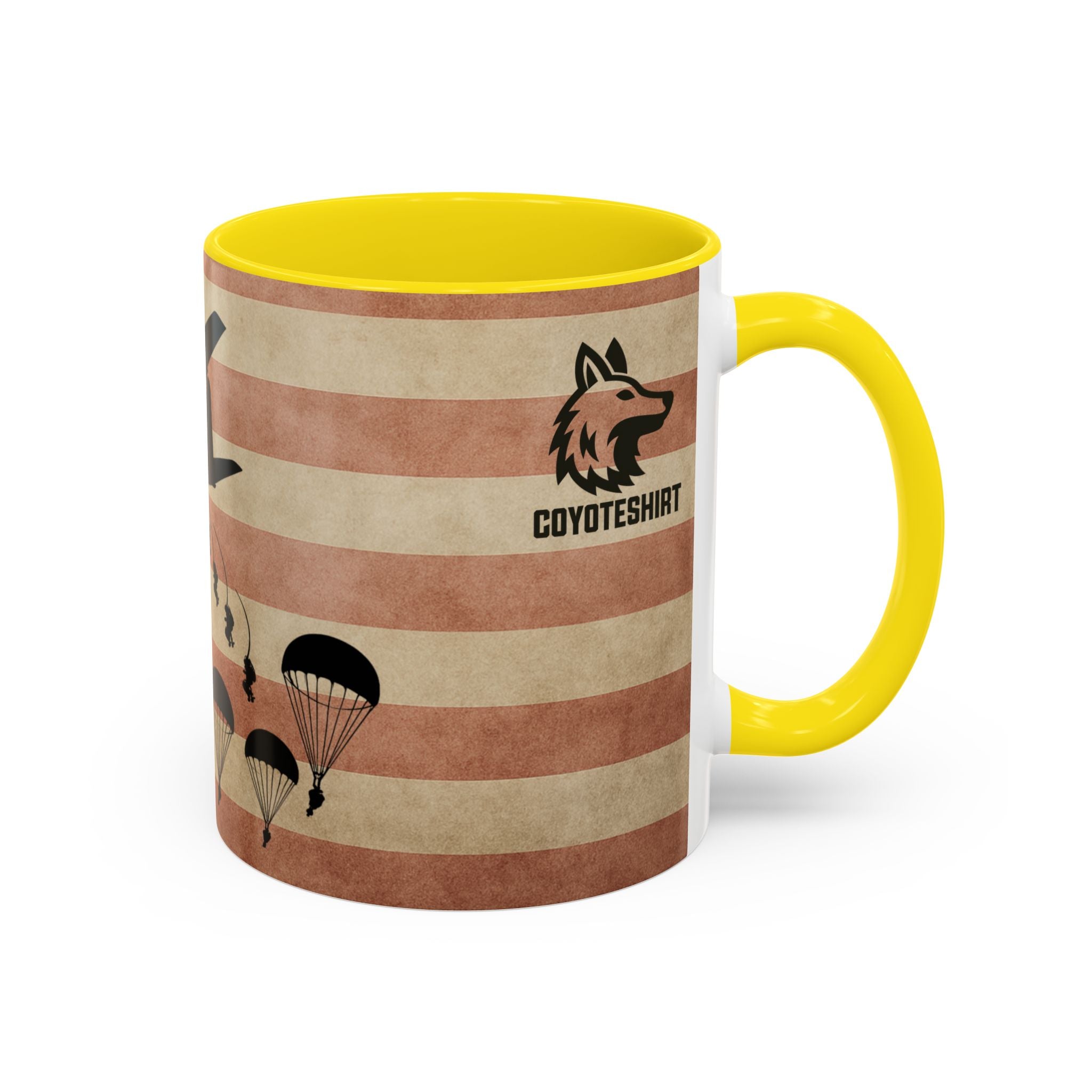 Patriotic Airborne Paratrooper Coffee Mug — Vintage American Flag Military Gift