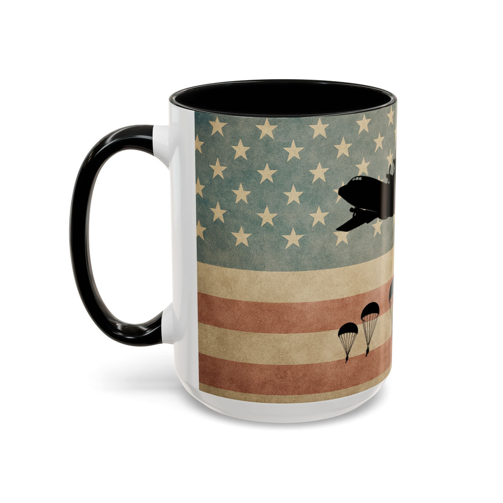Patriotic Airborne Paratrooper Coffee Mug — Vintage American Flag Military Gift
